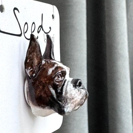 Boxer Small Magnet  |Flashy Brindle with Cropped Ears