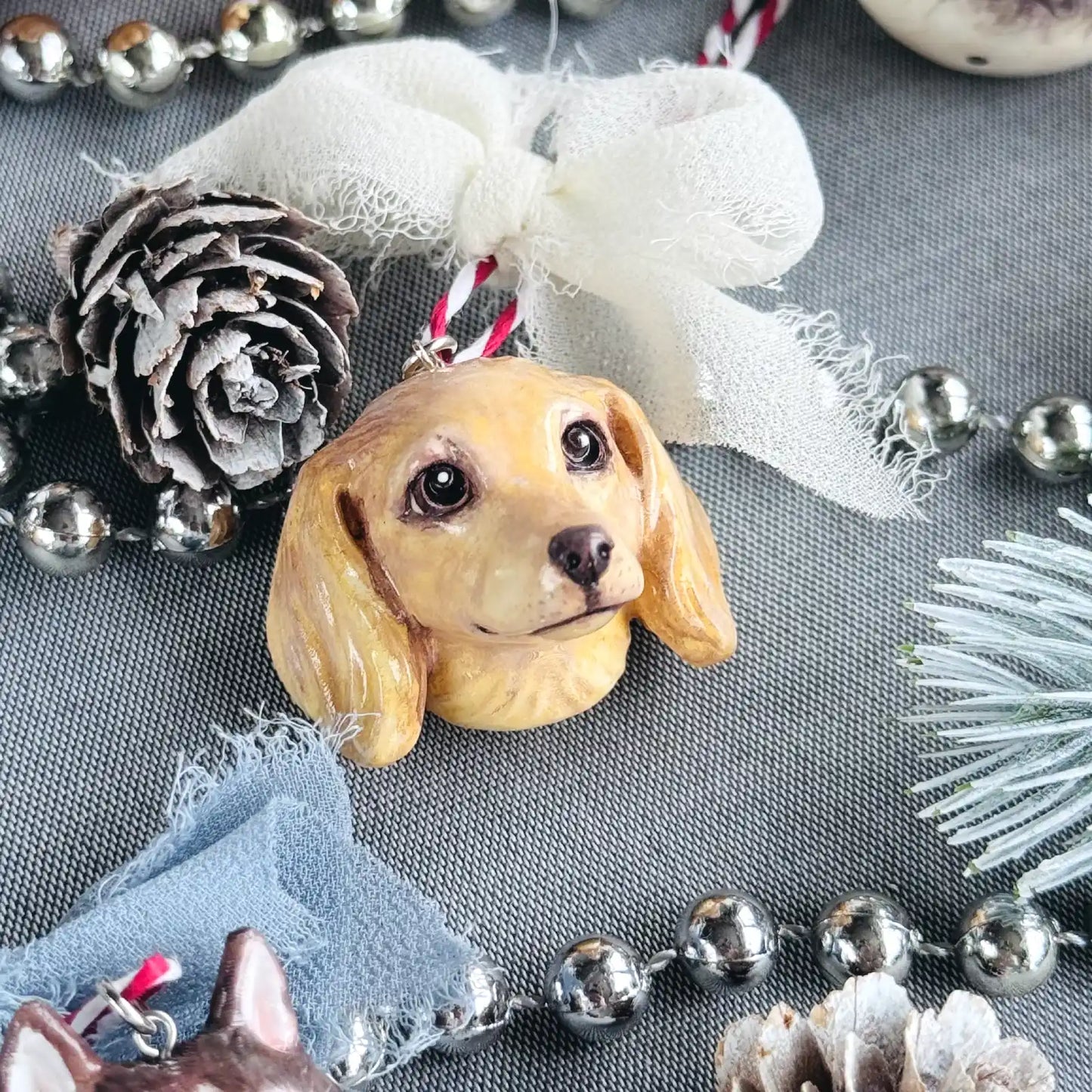 Dachshund Tree Ornament | Cream