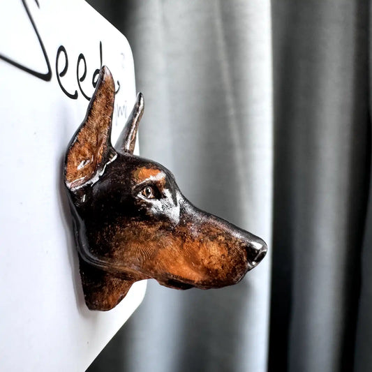 Doberman Small Magnet  | Black & Brown