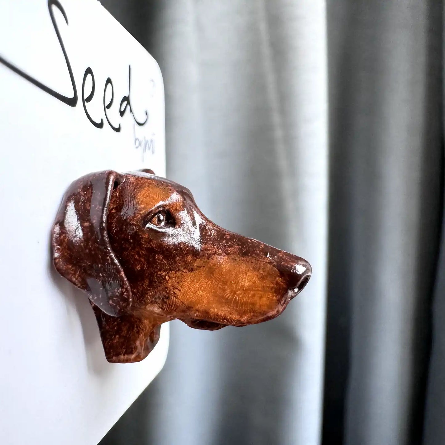 Doberman Small Magnet  | Folded Ear, Red & Brown