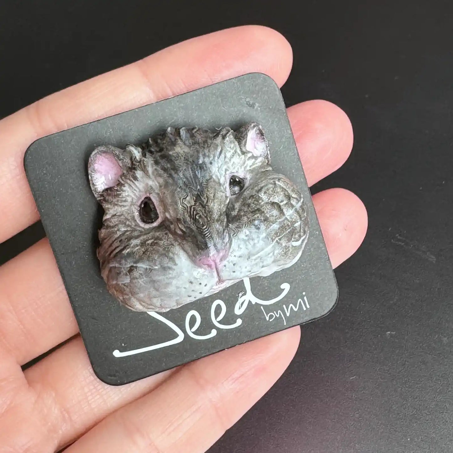 Hamster Large Magnet | Grey & White