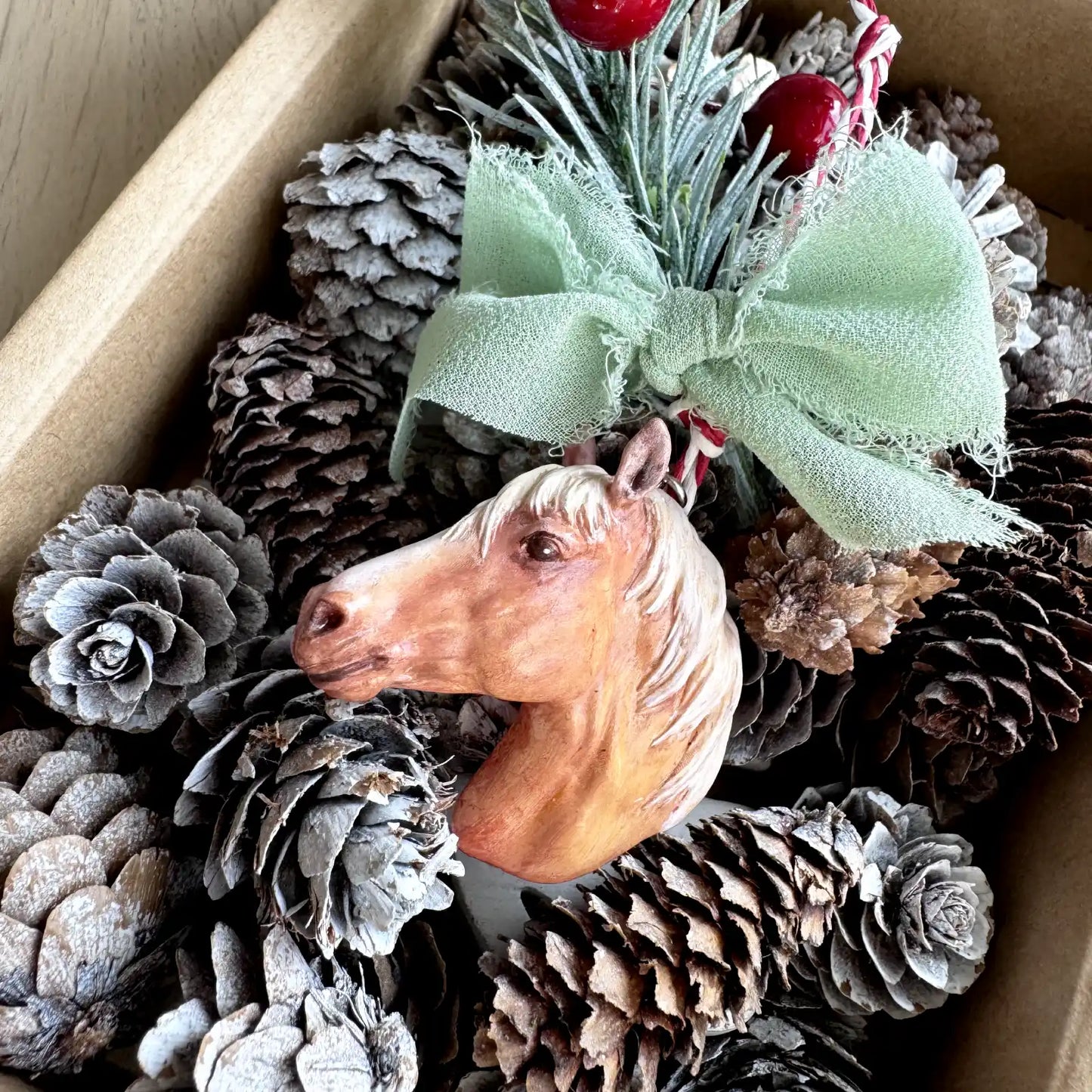 Horse Tree Ornament | Red, White Hair