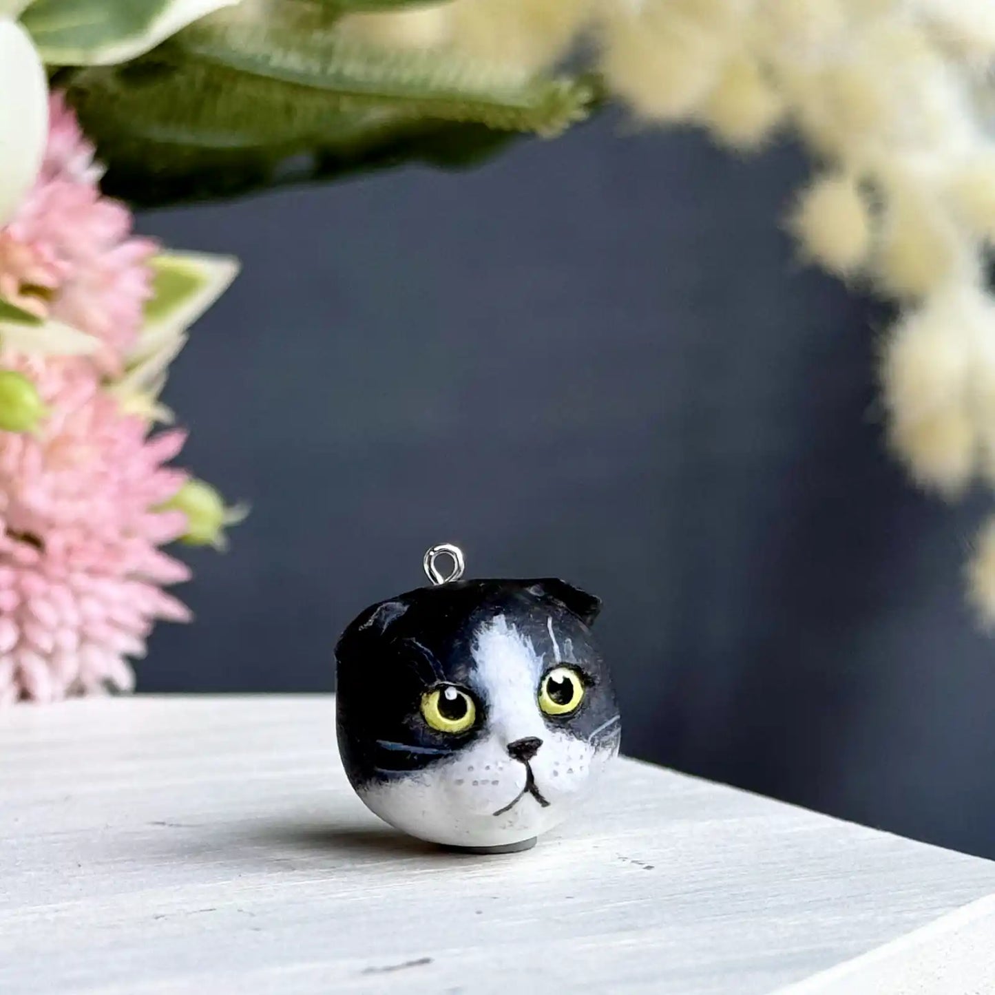 Scottish Fold Pendant necklace | Tuxedo Black & White