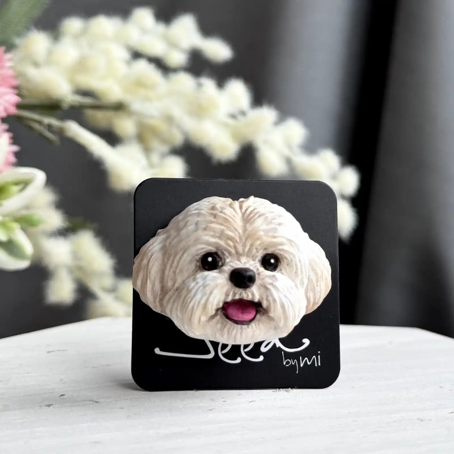 Shih Tzu Large Brooch | White