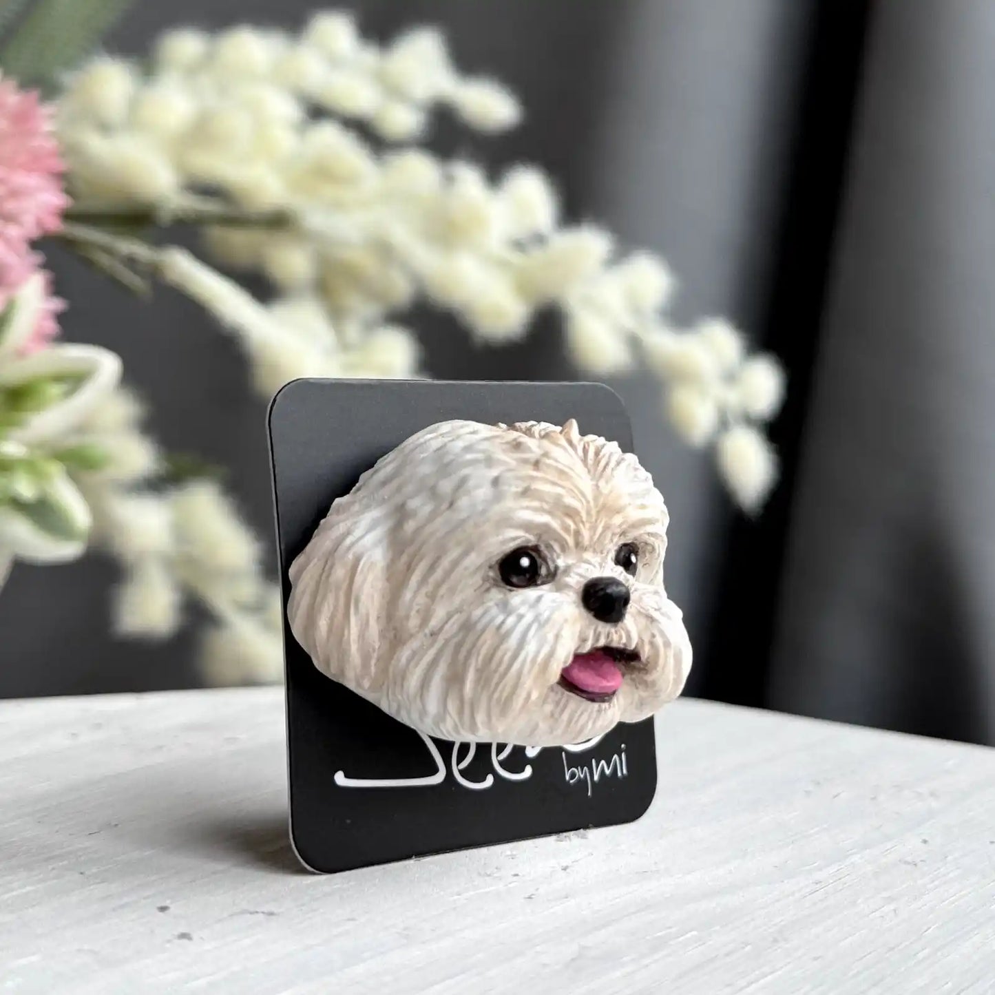 Shih Tzu Large Brooch | White