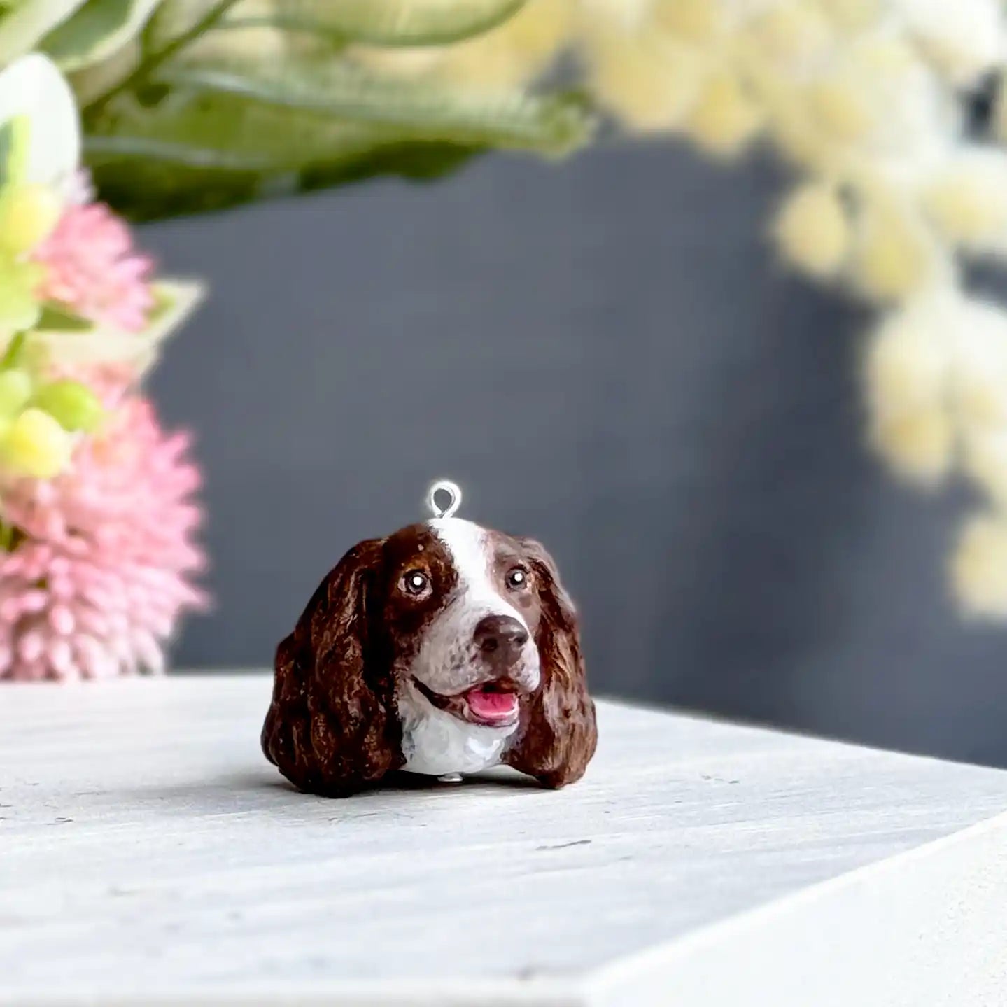 Springer Spaniel Pendant necklace | Liver & White