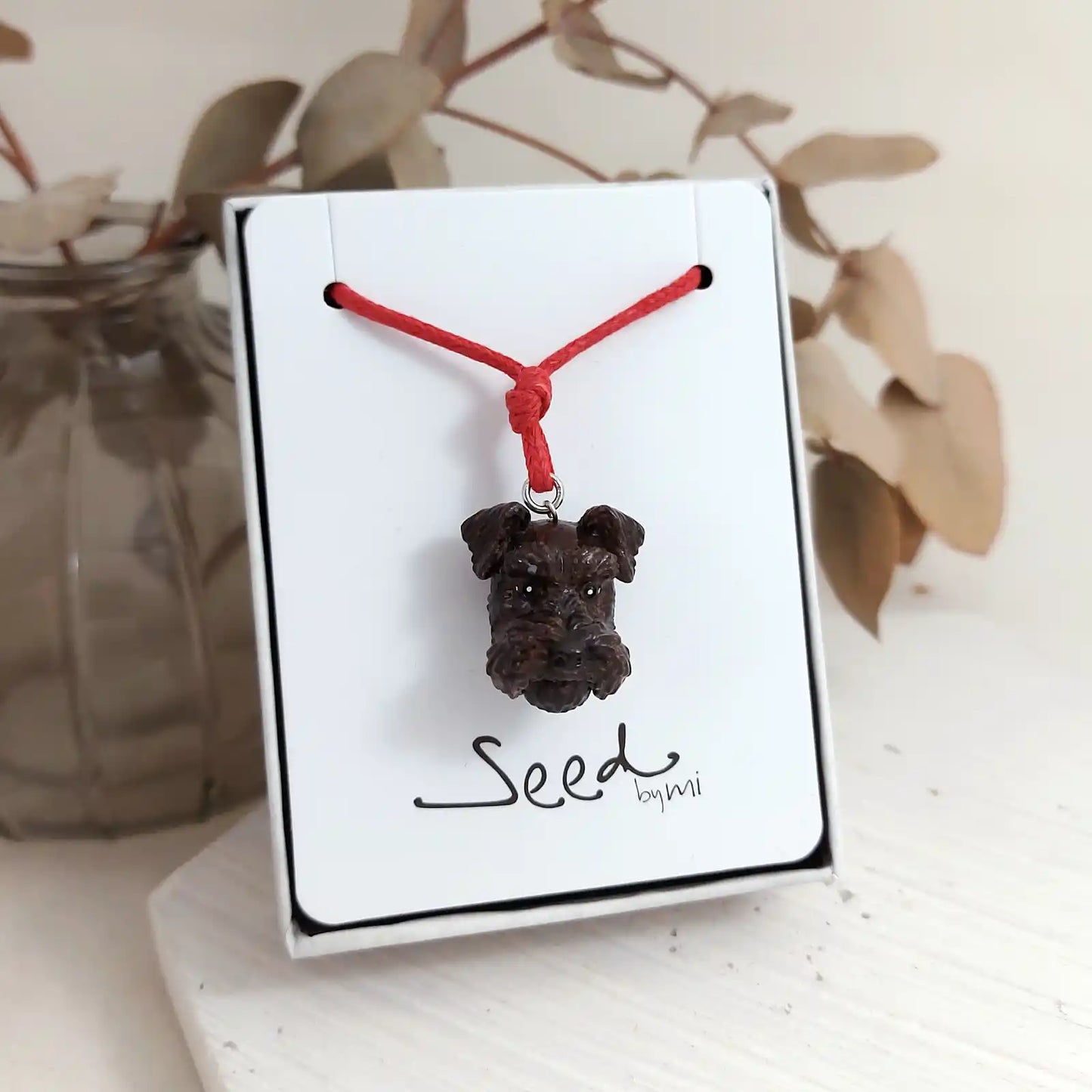 Schnauzer Pendant necklace | Drop-Ears Black