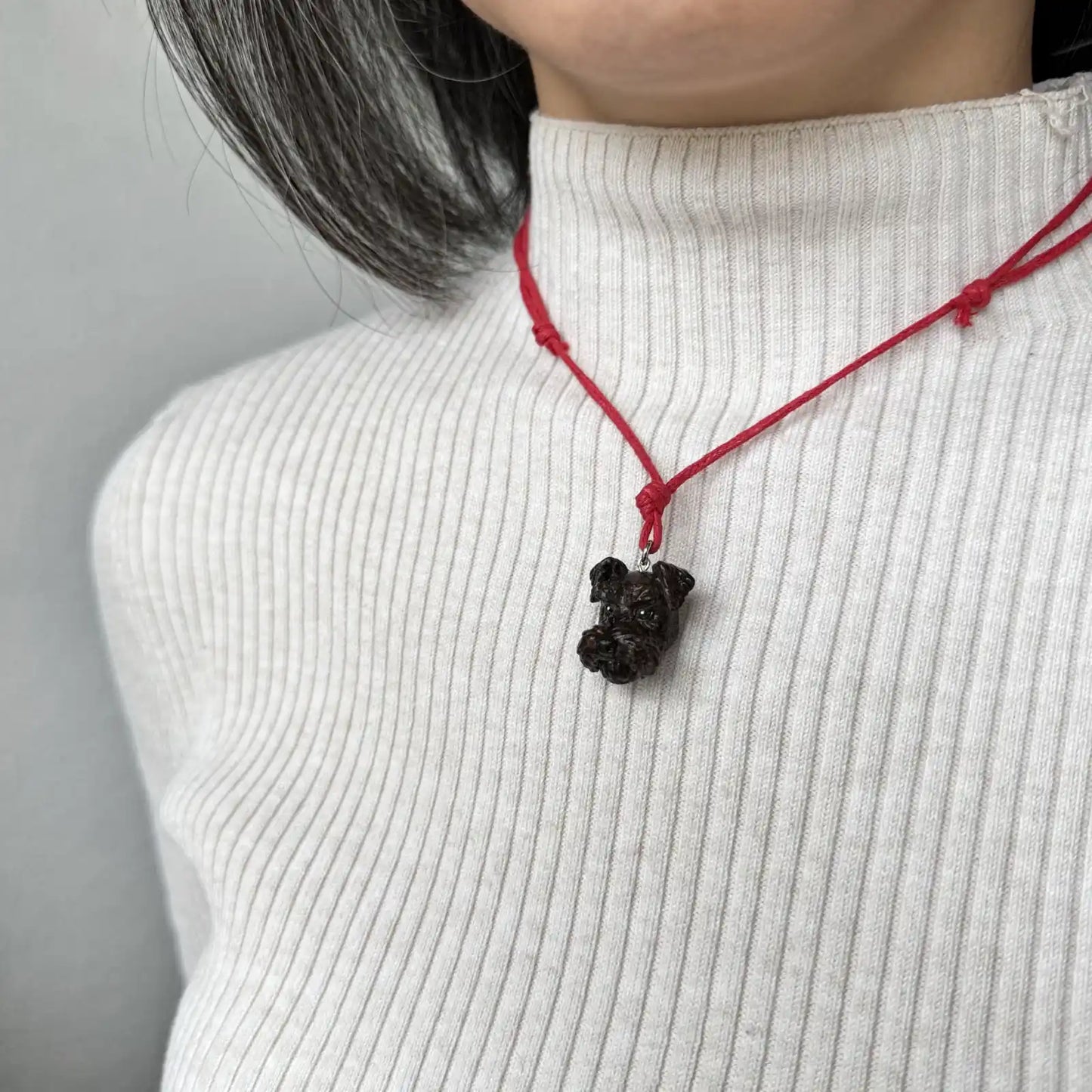 Schnauzer Pendant necklace | Drop-Ears Black