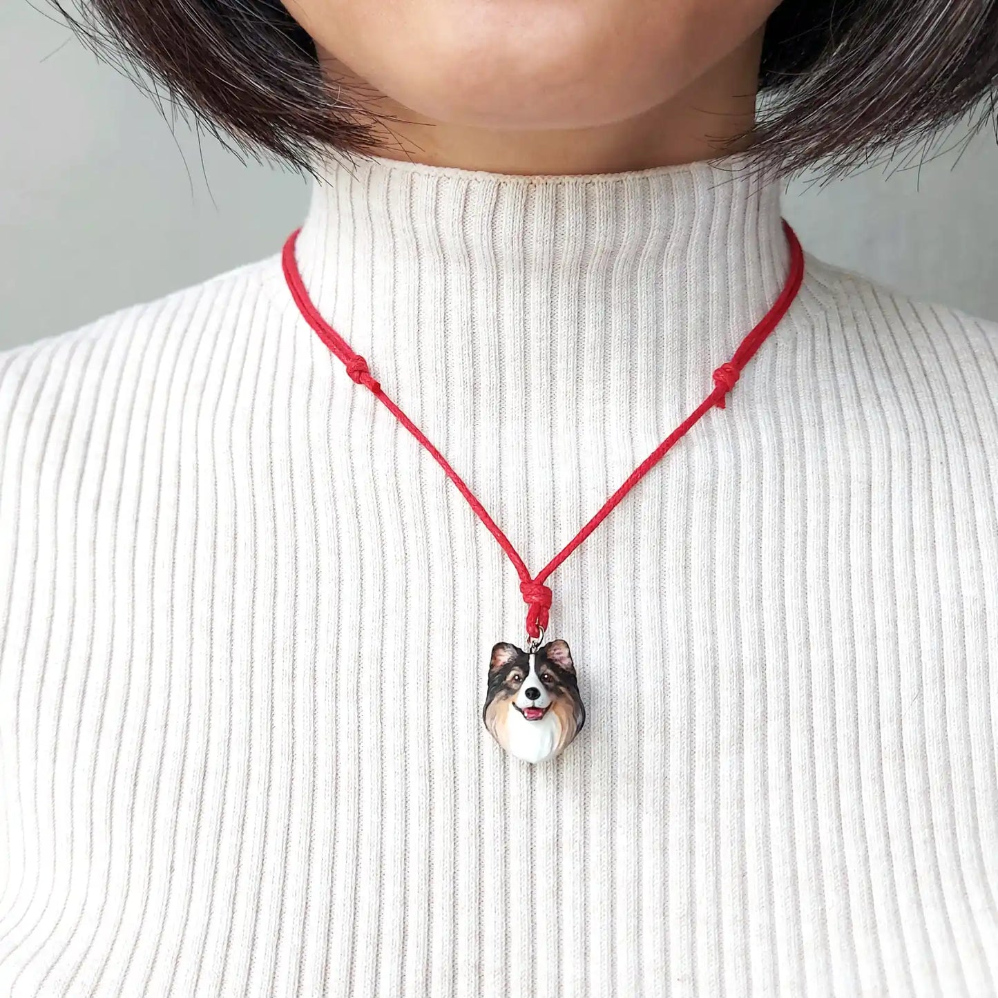 Shetland Sheepdog Pendant necklace | Tri-colour