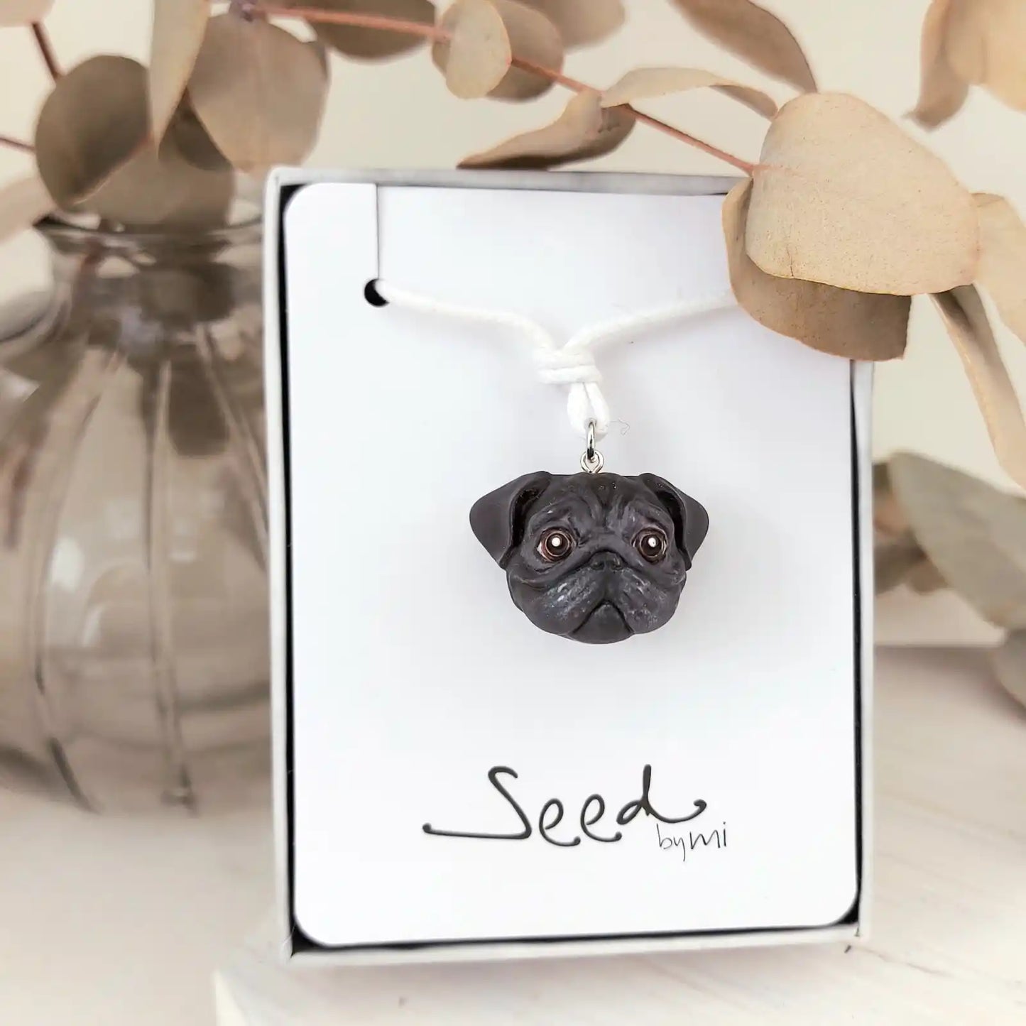 Pug Pendant necklace | Black