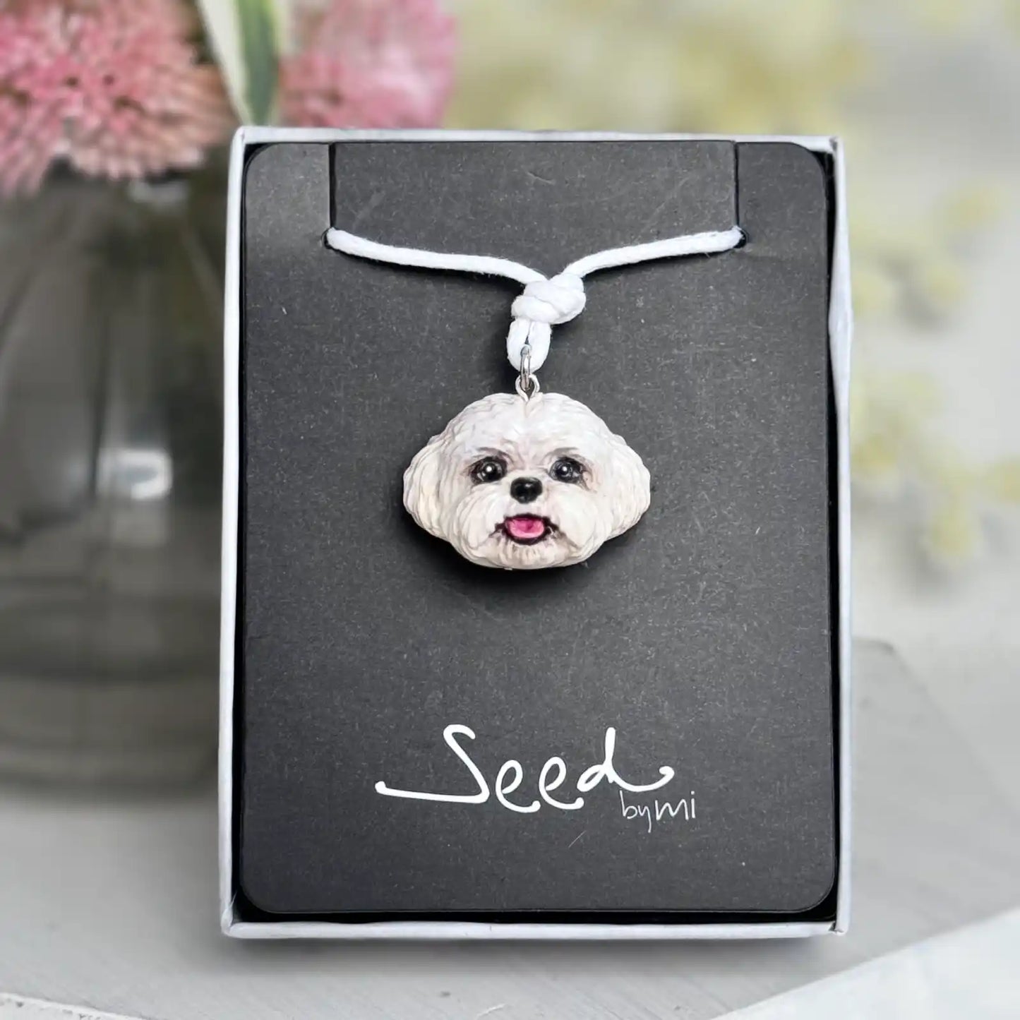 Shih Tzu Pendant necklace | White