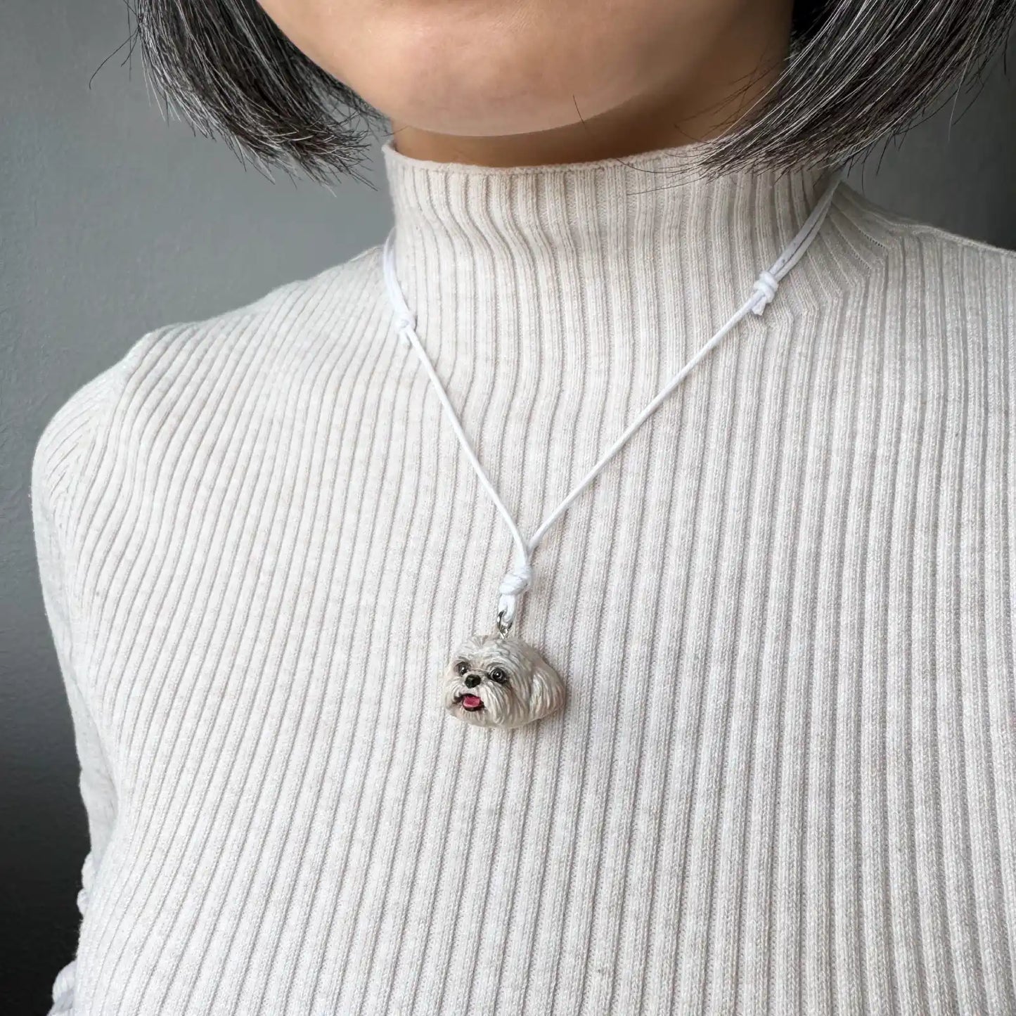 Shih Tzu Pendant necklace | White